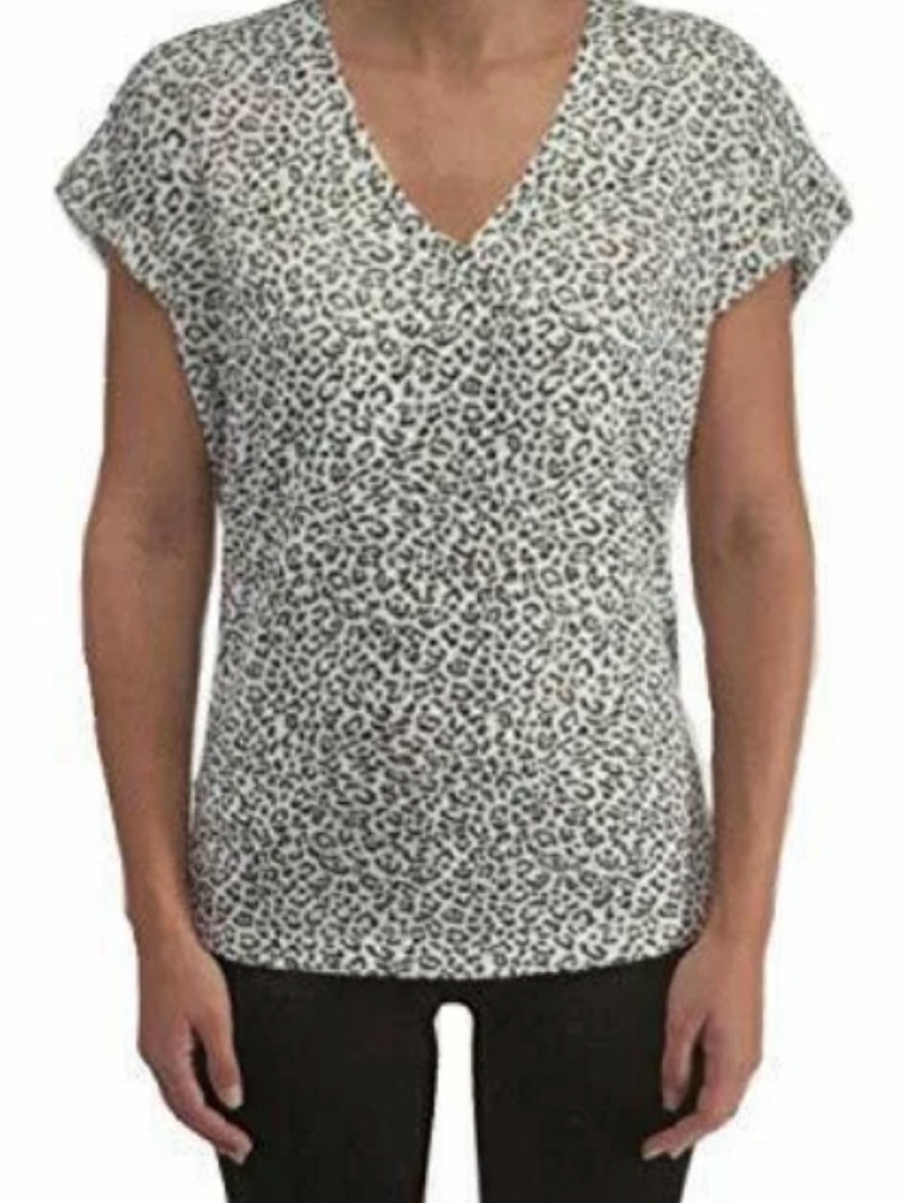 Bobeau Leopard Short Sleeve Relaxed Top XL